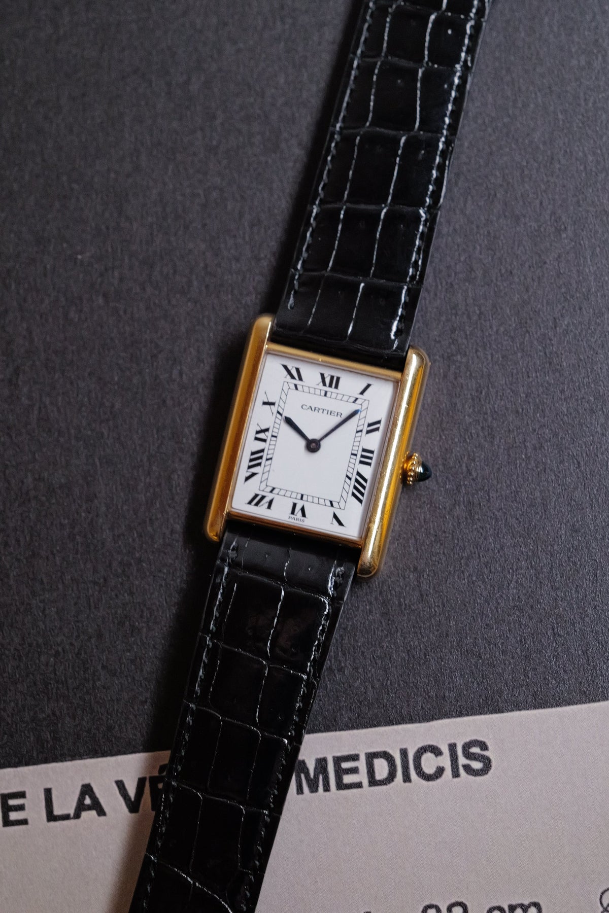 K18YG Loius Cartier Tank Paris Letter
