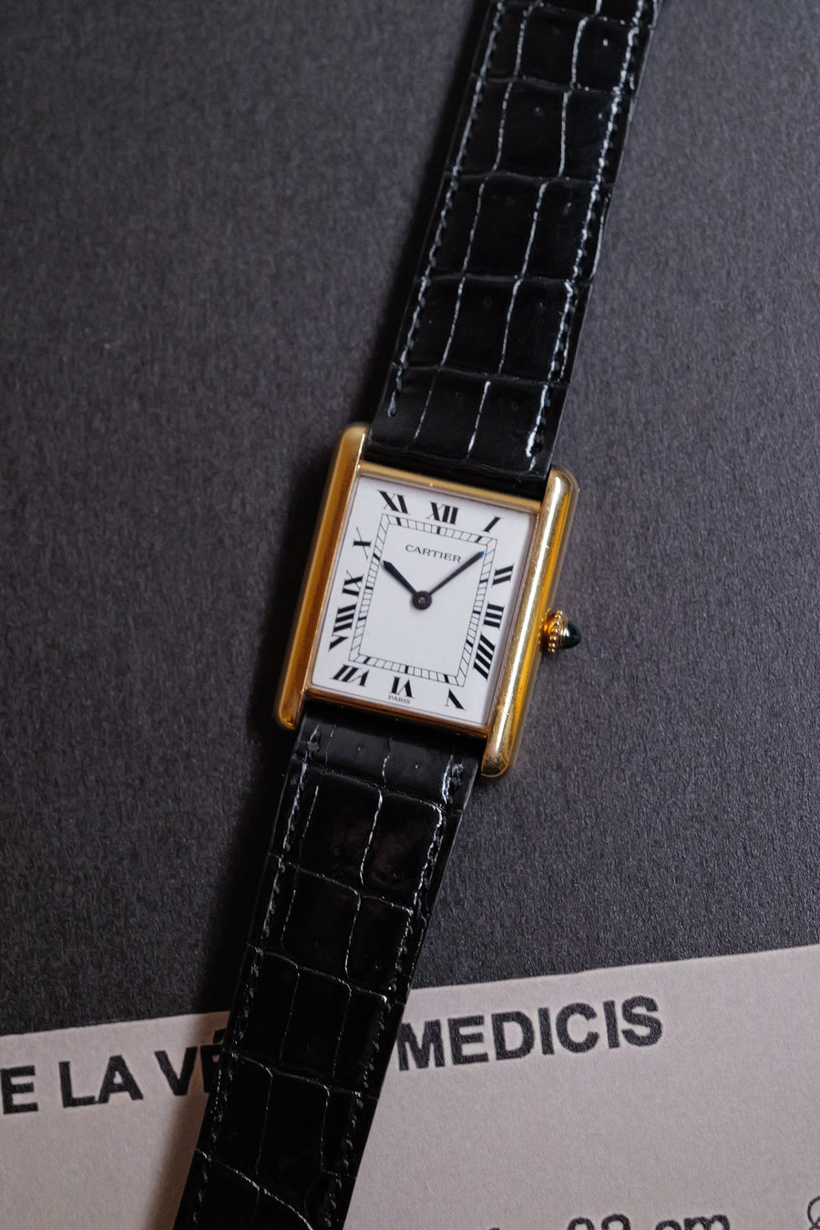 K18YG Loius Cartier Tank Paris Letter