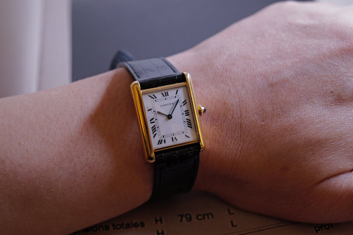 K18YG Loius Cartier Tank Paris Letter