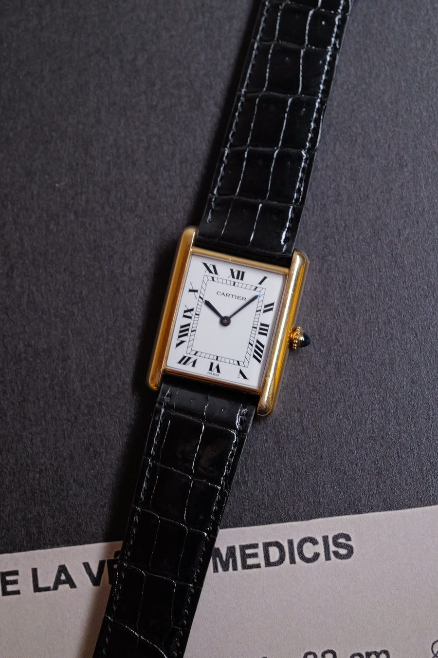 K18YG Loius Cartier Tank Paris Letter