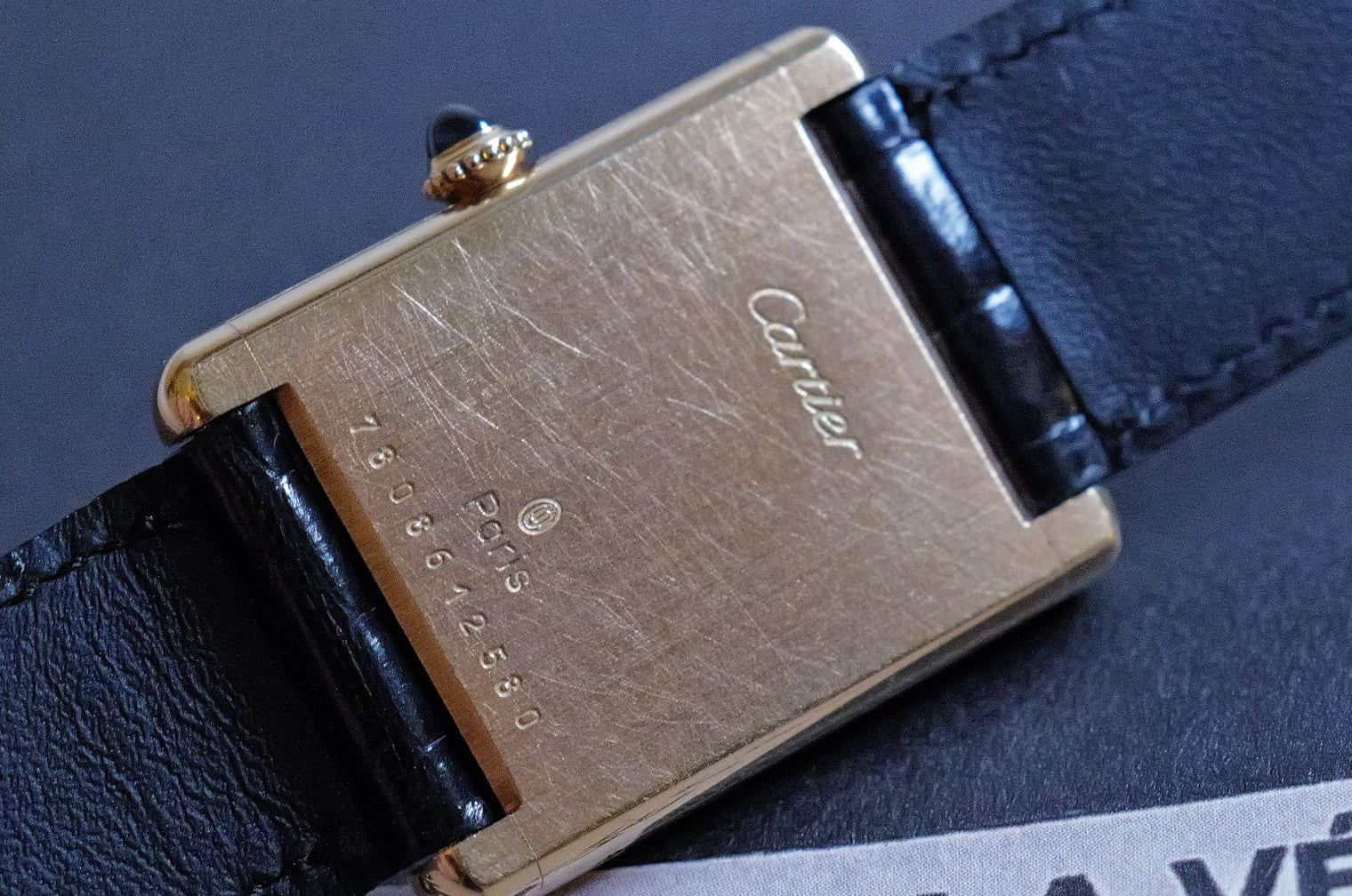K18YG Loius Cartier Tank Paris Letter